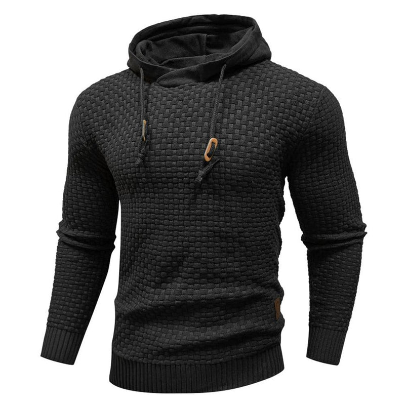 Men's Waffle-Knit Pullover Hoodie, Drawstring Sweater Knit