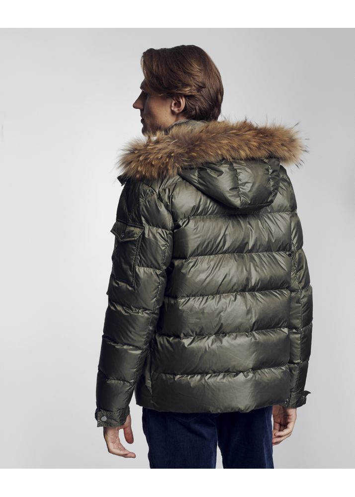 Men's Padded Hooded Puffer Jacket, Faux-Fur Trim Winter Coat