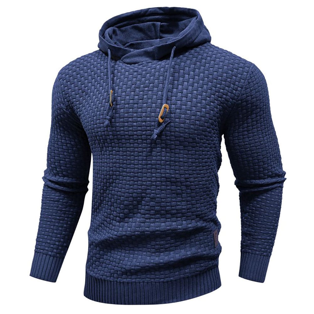 Men's Waffle-Knit Pullover Hoodie, Drawstring Sweater Knit