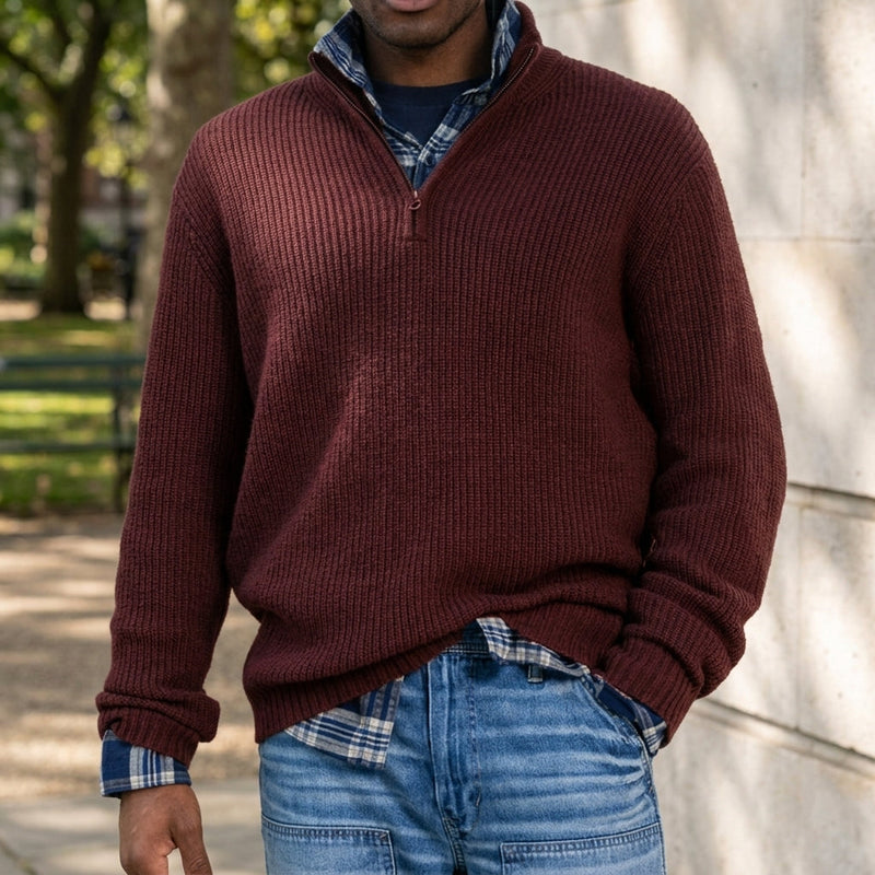 Men's Ribbed Crewneck Pullover, Cool-Season Jumper Knit