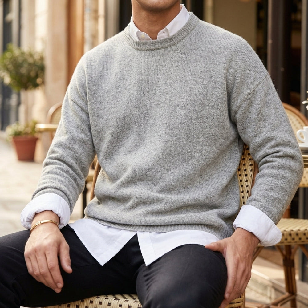 Men's Flecked Crewneck Sweater, Regular Fit Over a Shirt