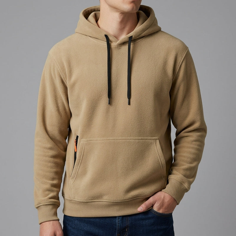 Men's Cotton-Blend Drawstring Pullover Hoodie, Mid-Weight Fleece Sweatshirt Top