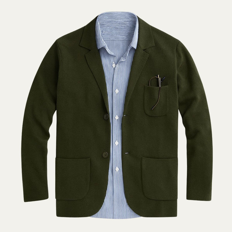 Men's Soft Knit Notch-Lapel Blazer, Unstructured Two-Button Jacket