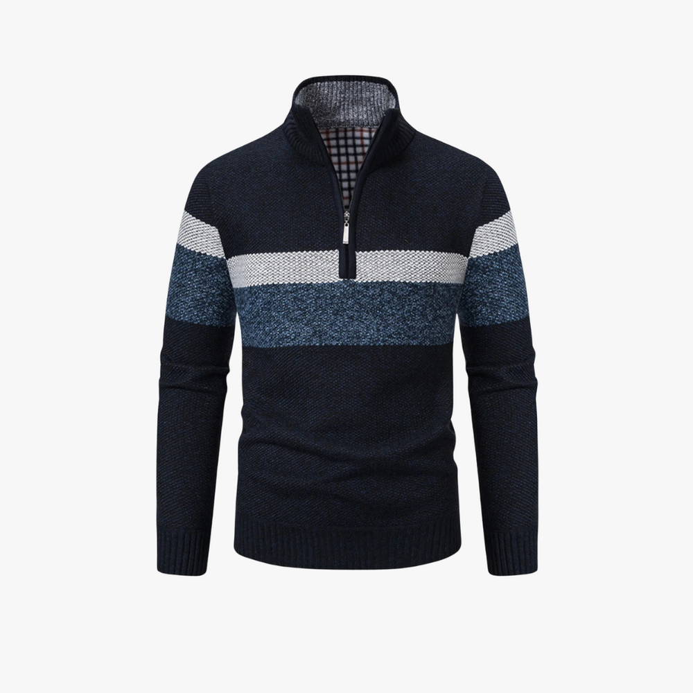 Men's Color-Block Quarter-Zip Sweater, Textured Stand-Collar Knit