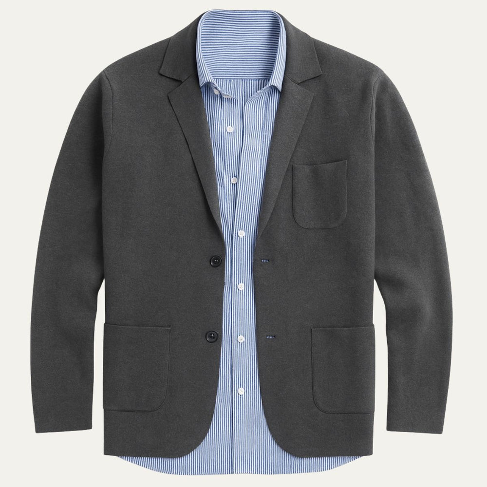 Men's Soft Knit Notch-Lapel Blazer, Unstructured Two-Button Jacket