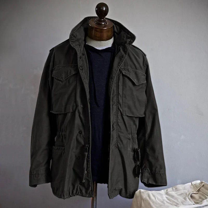 Men's Woven Field Jacket, Drawcord-Waist Four-Pocket Shell