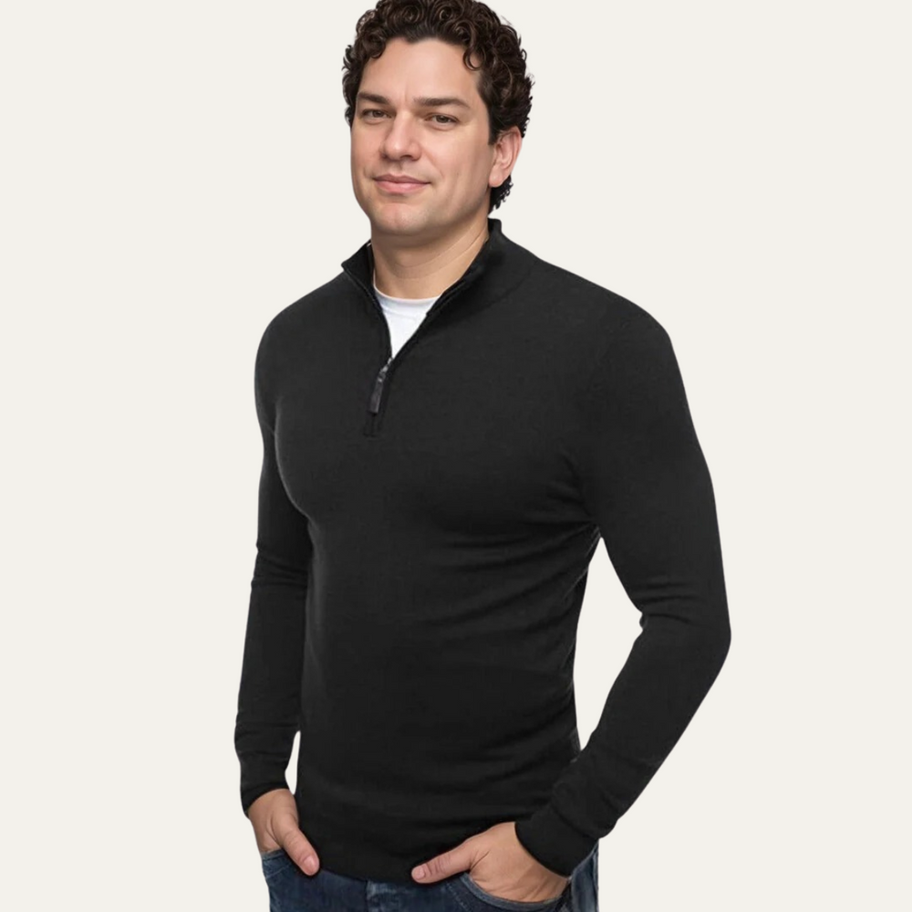 Men's Ribbed Quarter-Zip Pullover, All-Season Stand-Collar Knit
