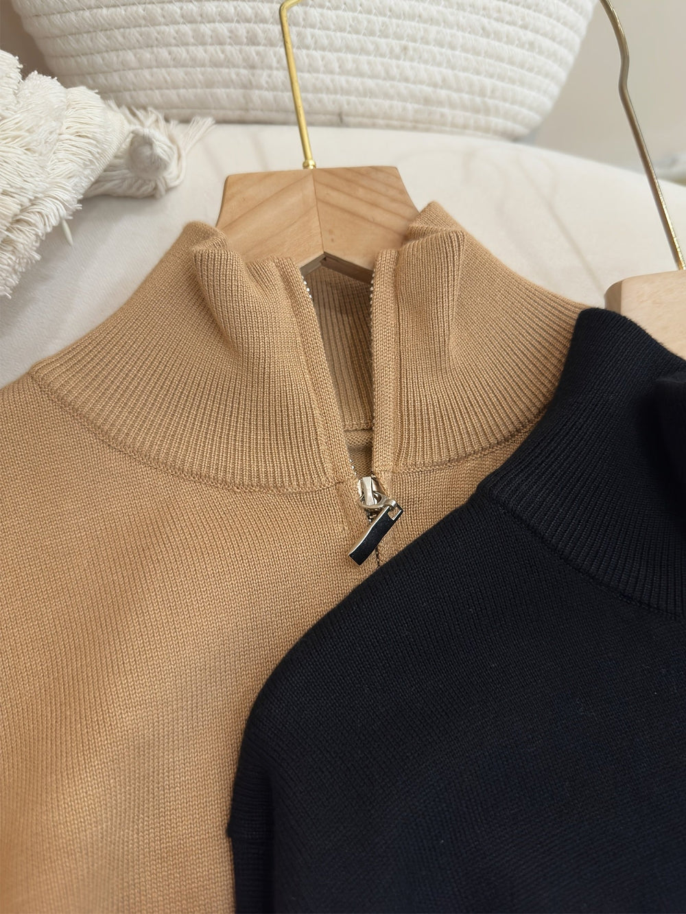 Men's Fine-Knit Mock-Neck Quarter-Zip Sweater, Short Stand Collar