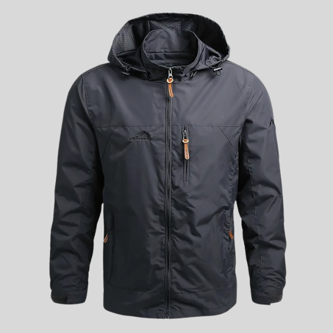 Men's Water-Repellent Hooded Shell Jacket, Mesh-Lined Utility Coat