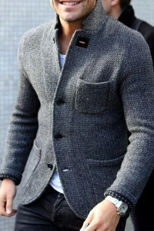Men's Ribbed Button-Front Open Cardigan, Cool-Season Knit Jacket