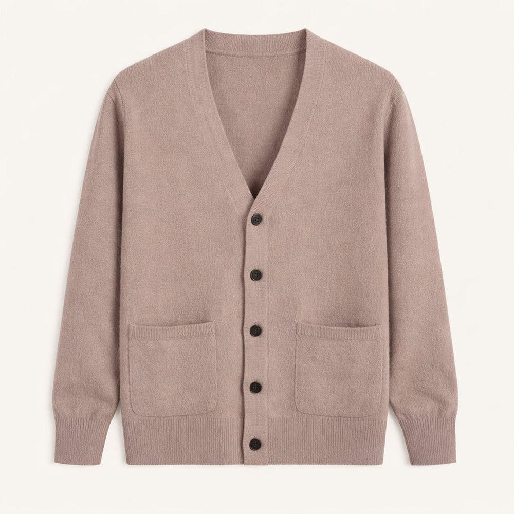 Men's Soft-Knit V-Neck Cardigan, Six-Button Patch-Pocket Sweater