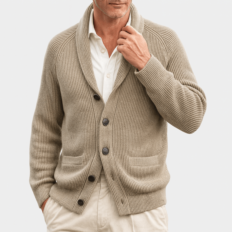 Men's Ribbed Button-Front Cardigan, Classic Knit Overlayer