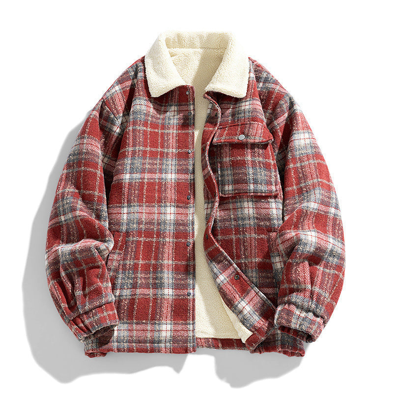 Men's Checked Snap-Front Jacket, Sherpa-Lined Overshirt