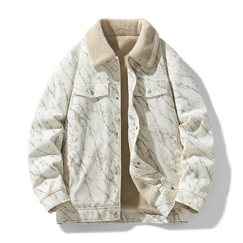 Men's Washed Corduroy Trucker Jacket, Sherpa-Lined Snap Front