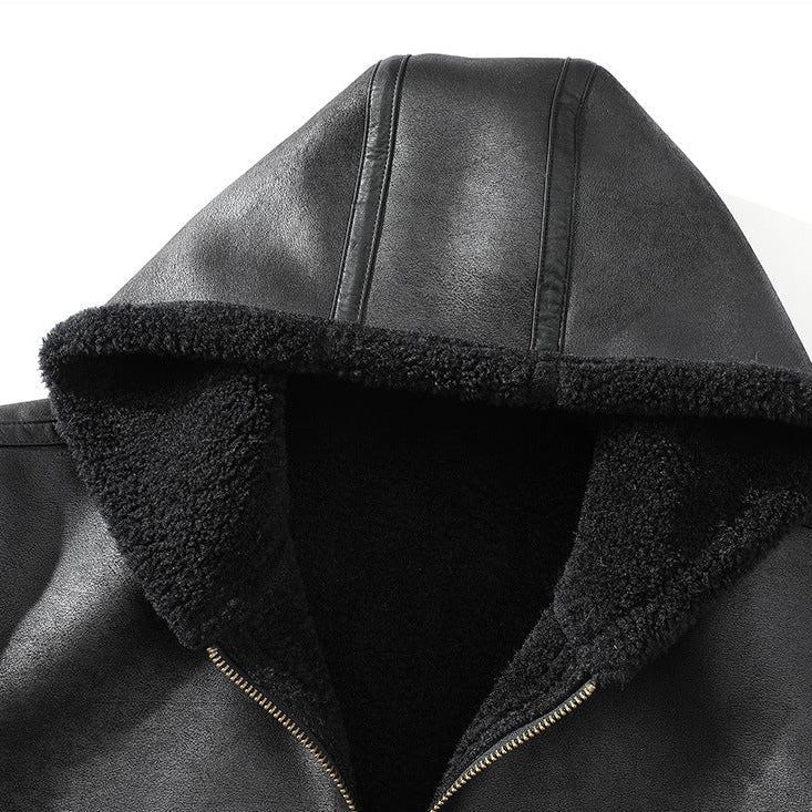 Men's Hooded Aviator Jacket, Faux-Shearling Lined Full Zip
