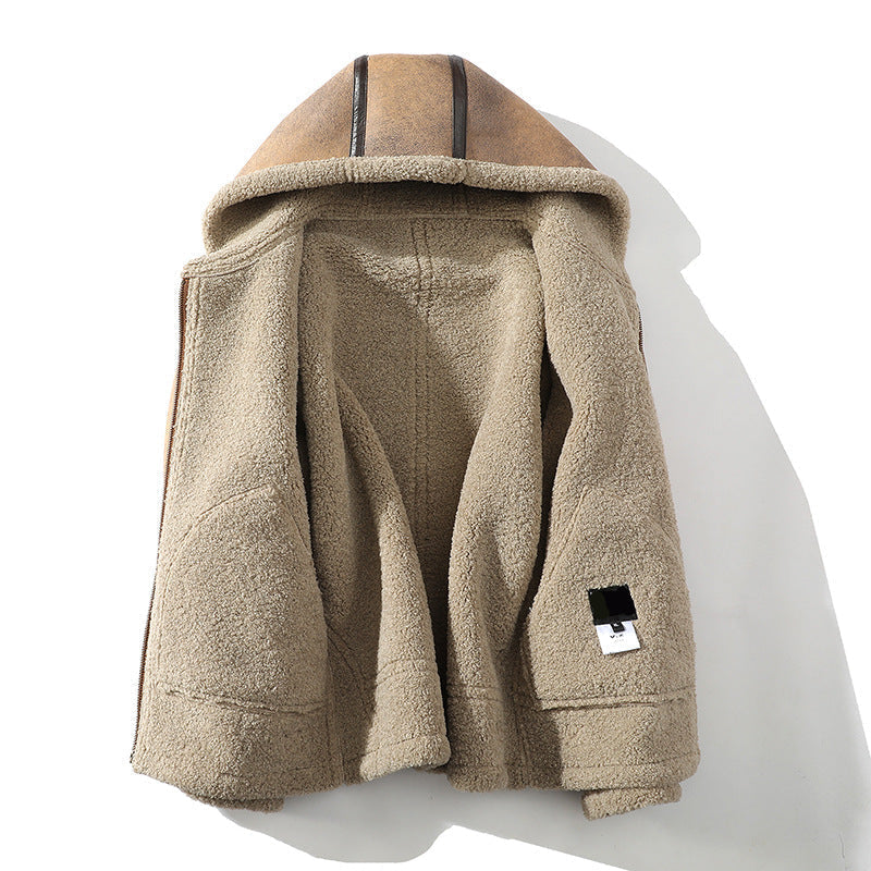 Men's Hooded Aviator Jacket, Faux-Shearling Lined Full Zip