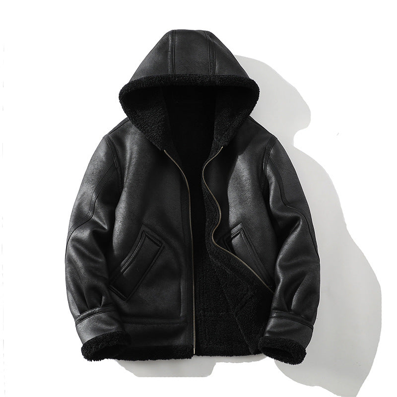 Men's Hooded Aviator Jacket, Faux-Shearling Lined Full Zip