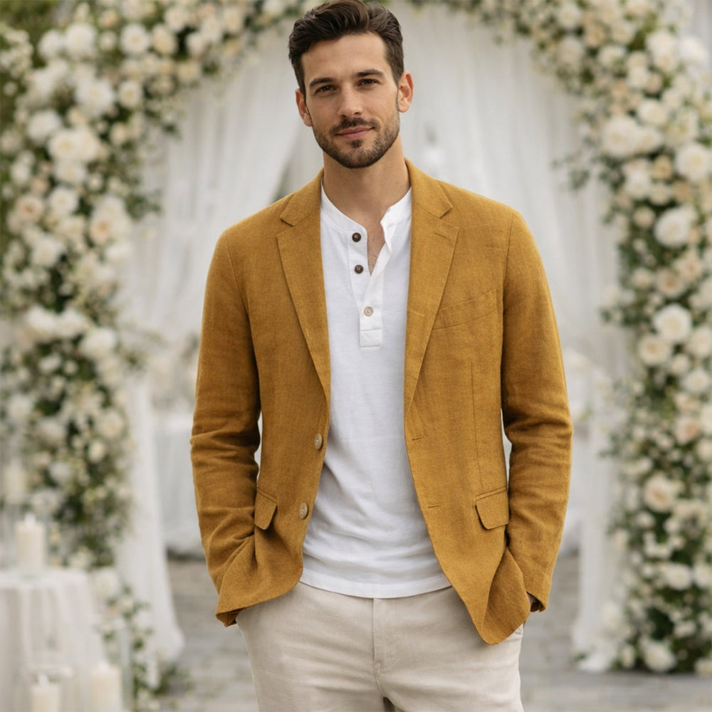 Men's Open-Weave Cotton Blazer, Three-Patch-Pocket Sports Coat