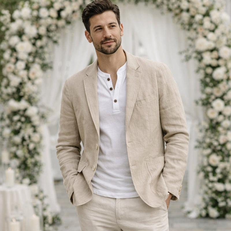 Men's Cotton Notch-Lapel Tailored Blazer, Smart-Casual Woven Sports Coat
