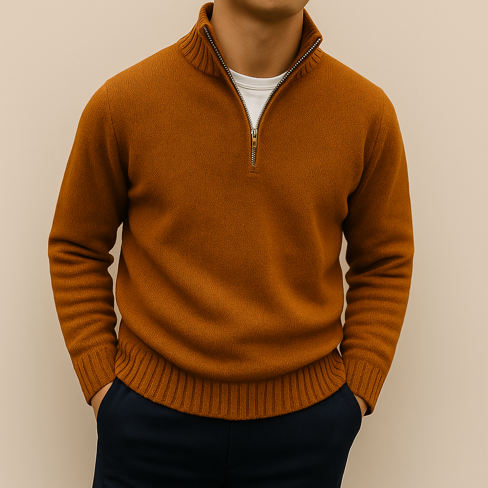 Men's Smooth-Knit Quarter-Zip Sweater, Tall Funnel Collar