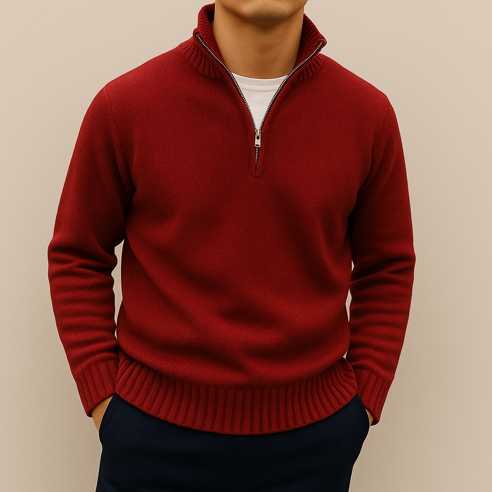 Men's Smooth-Knit Quarter-Zip Sweater, Tall Funnel Collar