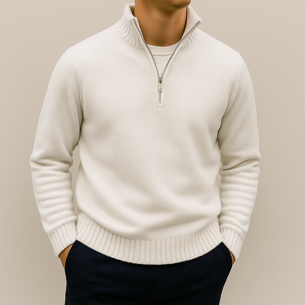 Men's Smooth-Knit Quarter-Zip Sweater, Tall Funnel Collar