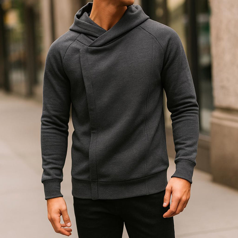 Men's Brushed Fleece Hooded Top, Layering Zip Sweatshirt