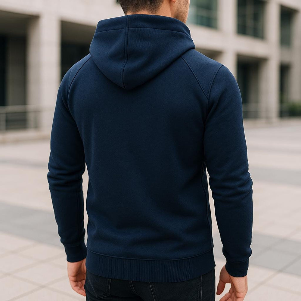 Men's Brushed Fleece Crossover Hoodie, Concealed Zip Sweatshirt
