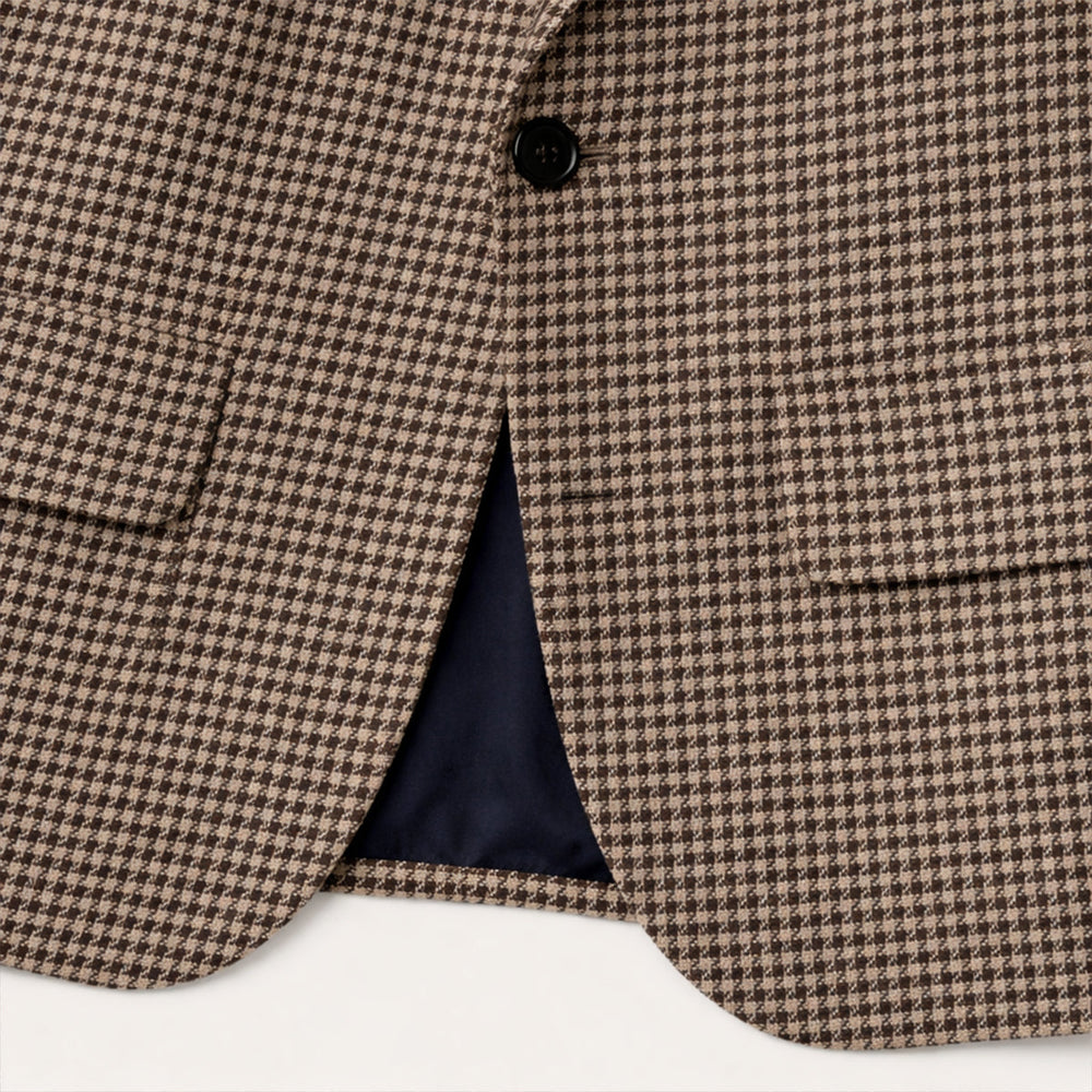 Men's Houndstooth Check Blazer, Soft-Shoulder Notch-Lapel Jacket