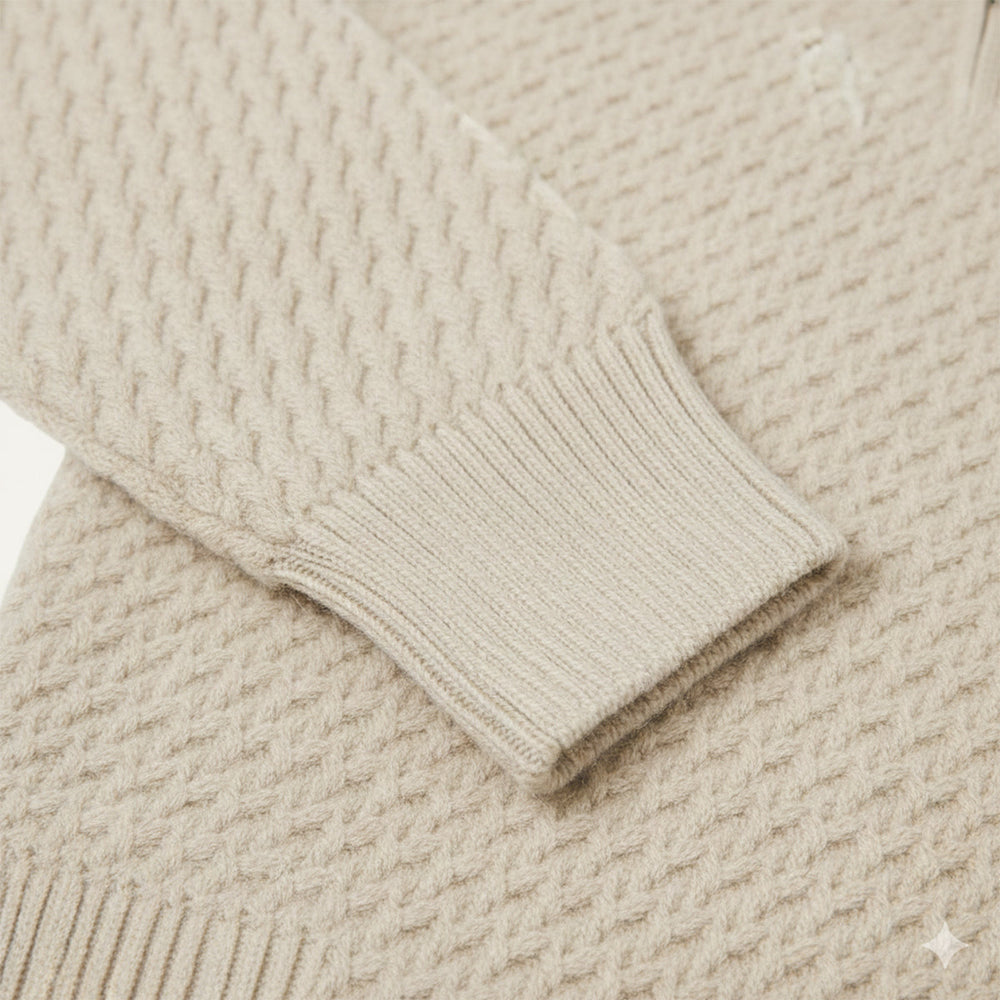 Men's Raised-Diamond Textured Quarter-Zip, Tall Ribbed-Collar Sweater