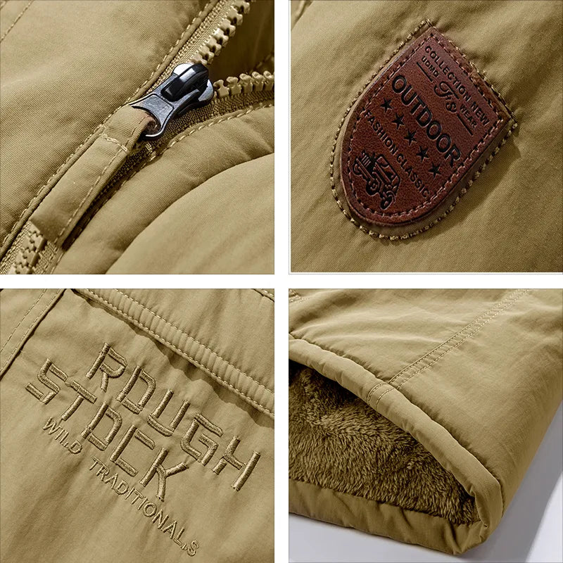 Men's Padded Fleece-Lined Parka, Detachable-Hood Winter Jacket