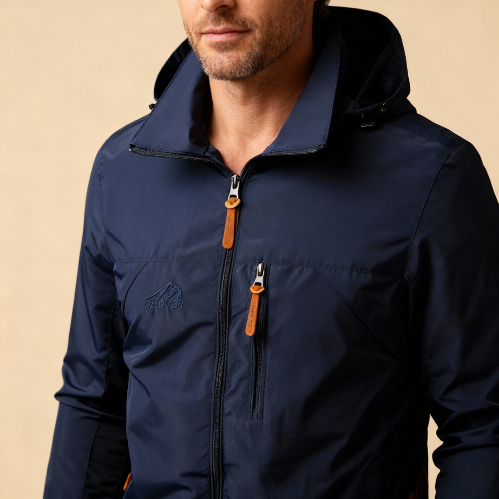 Men's Hooded Zip Shell Jacket, Lightweight Woven Windbreaker