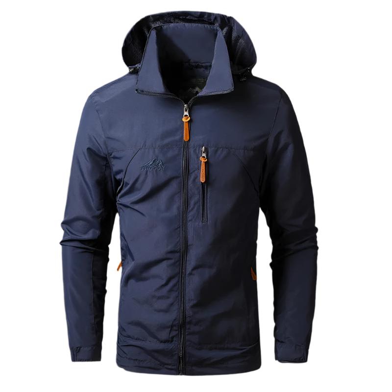 Men's Hooded Zip Shell Jacket, Lightweight Woven Windbreaker