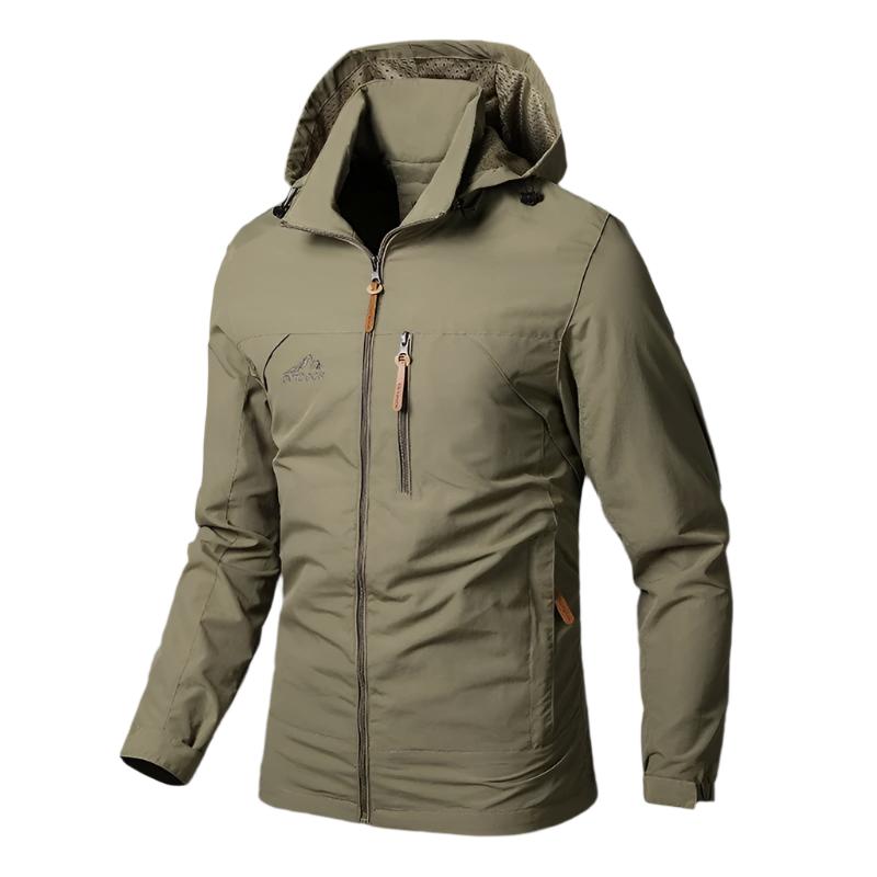 Men's Hooded Zip Shell Jacket, Lightweight Woven Windbreaker