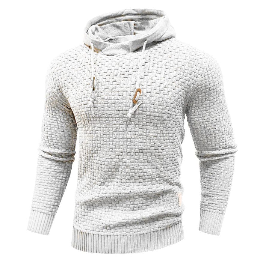 Men's Waffle-Knit Pullover Hoodie, Drawstring Sweater Knit
