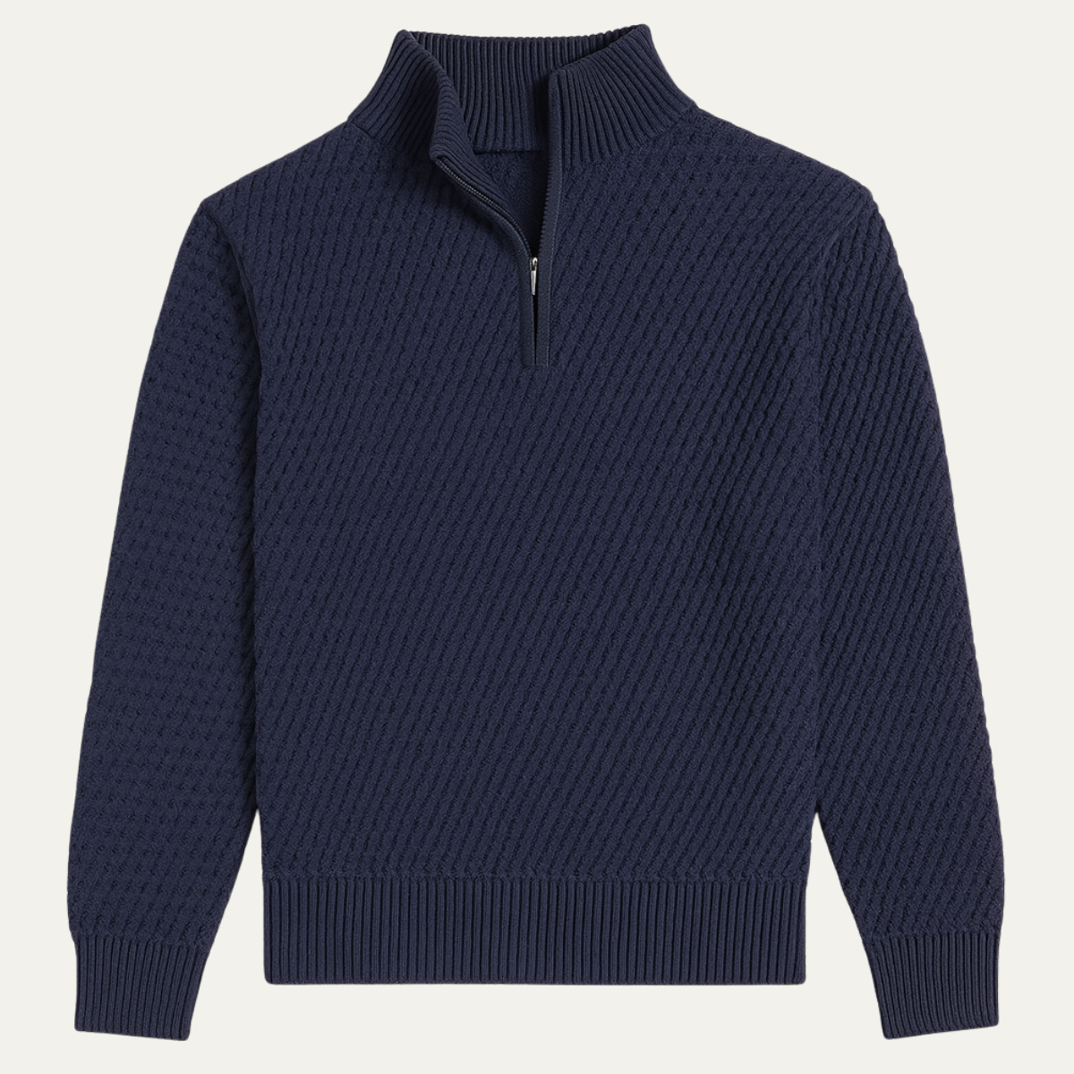 Men's Ribbed Quarter-Zip Pullover, Classic Stand-Collar Knit