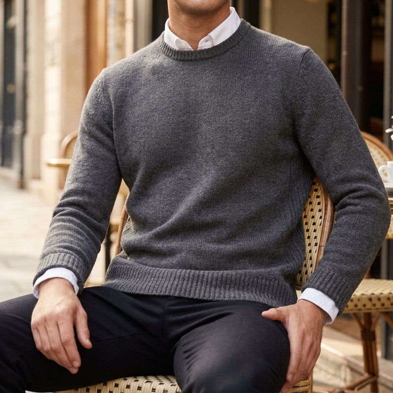 Men's Flecked Crewneck Sweater, Regular Fit Over a Shirt