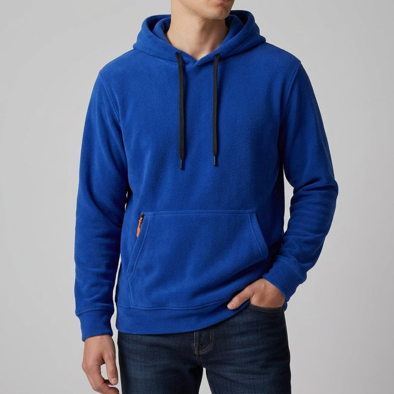 Men's Fleece Pullover Hoodie, Zip-Pocket Drawstring Sweatshirt