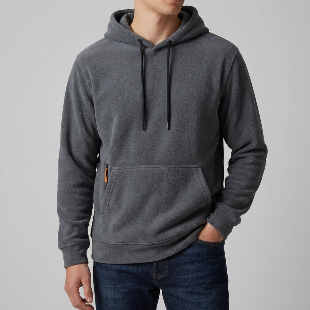 Men's Fleece Pullover Hoodie, Zip-Pocket Drawstring Sweatshirt