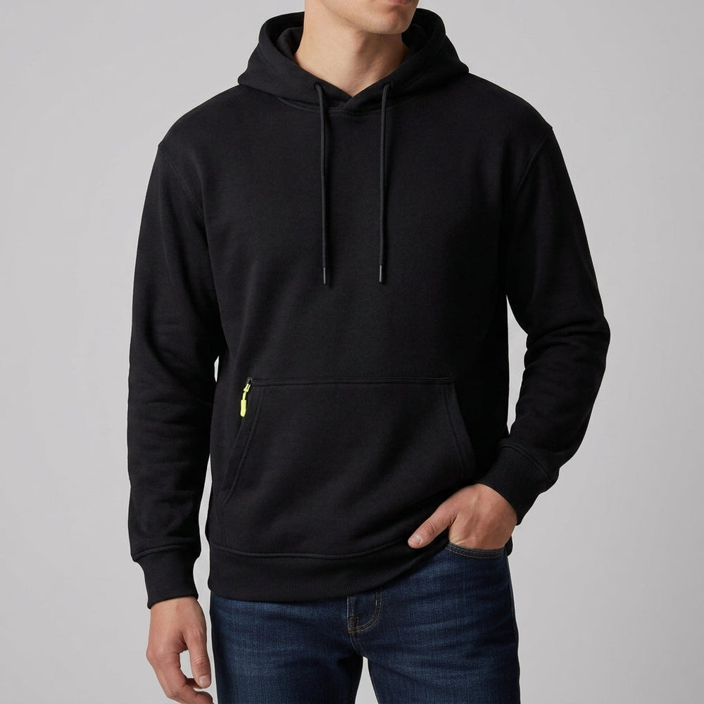 Men's Fleece Pullover Hoodie, Zip-Pocket Drawstring Sweatshirt