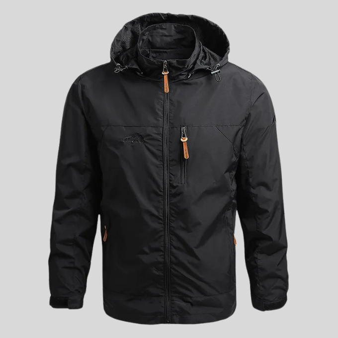 Men's Water-Repellent Hooded Shell Jacket, Mesh-Lined Utility Coat