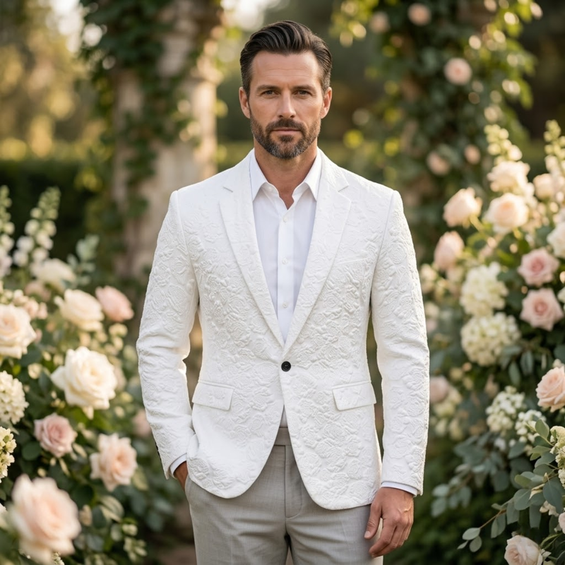 Men's Woven Notch-Lapel Blazer, All-Season Structured Jacket