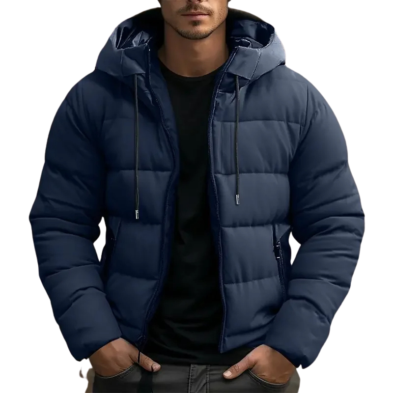 Men's Quilted Puffer Topcoat, Classic Padded Longline Jacket