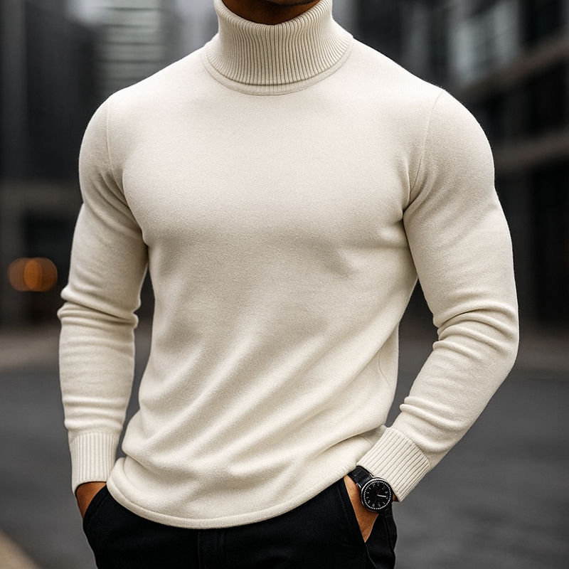 Men's Turtleneck Knit Pullover, Layering Sweater Layer