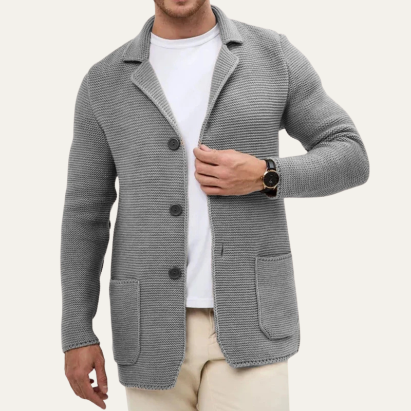Men's Knit Button-Front Sport Coat, Fall Woven Tailored Jacket