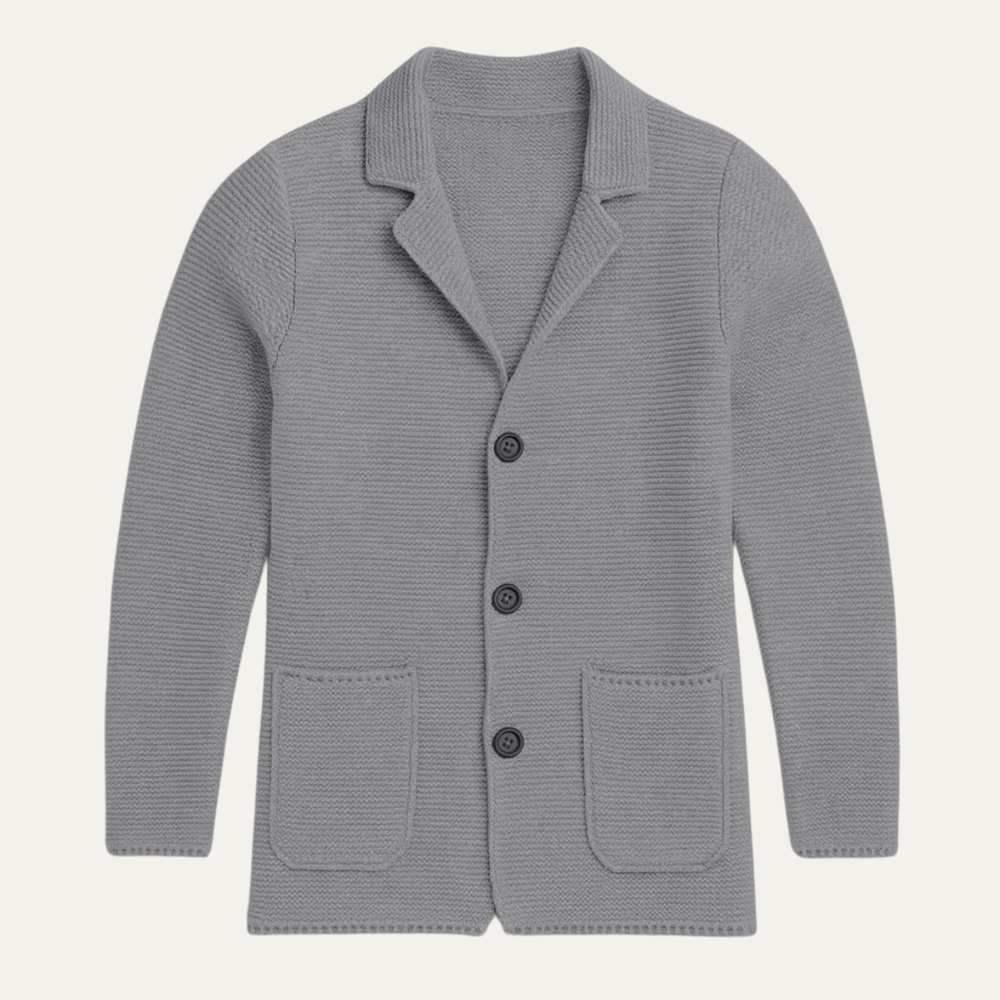 Men's Knitted Blazer Cardigan, Notch-Lapel Three-Button Sport Coat