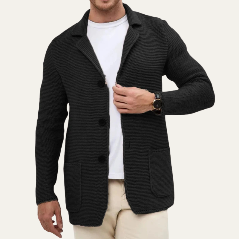 Men's Cable-Knit Button-Front Blazer, All-Season Sports Coat