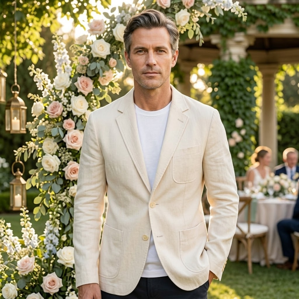 Men's Unstructured Patch-Pocket Blazer, Warm-Weather Woven Jacket
