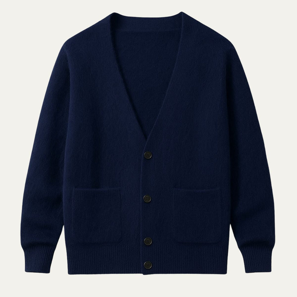 Men's Soft-Knit V-Neck Cardigan, Six-Button Patch-Pocket Sweater