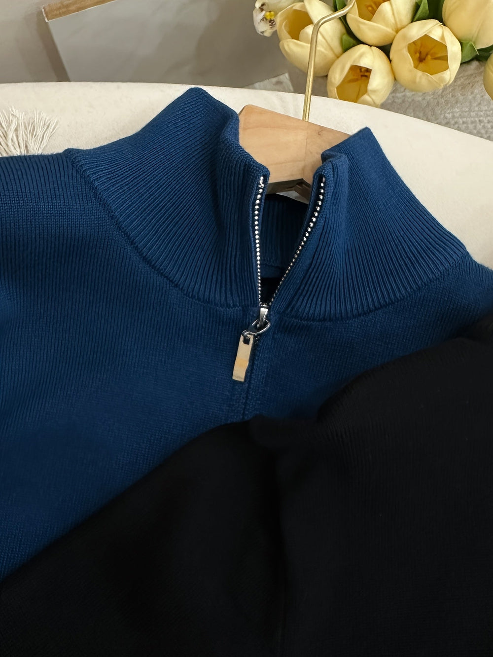 Men's Fine-Knit Mock-Neck Quarter-Zip Sweater, Short Stand Collar